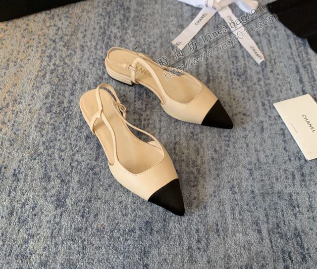 Chanel女鞋 香奈兒2020Cruise新款 小香單鞋 Chanel羊皮後空涼鞋  naq1123